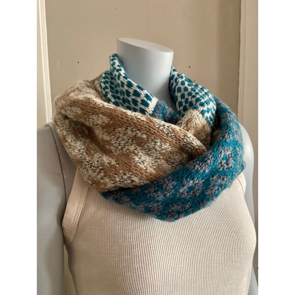 J.JILL Blue/Beige Boho Infinity Scarf sz OS - Picture 2 of 8